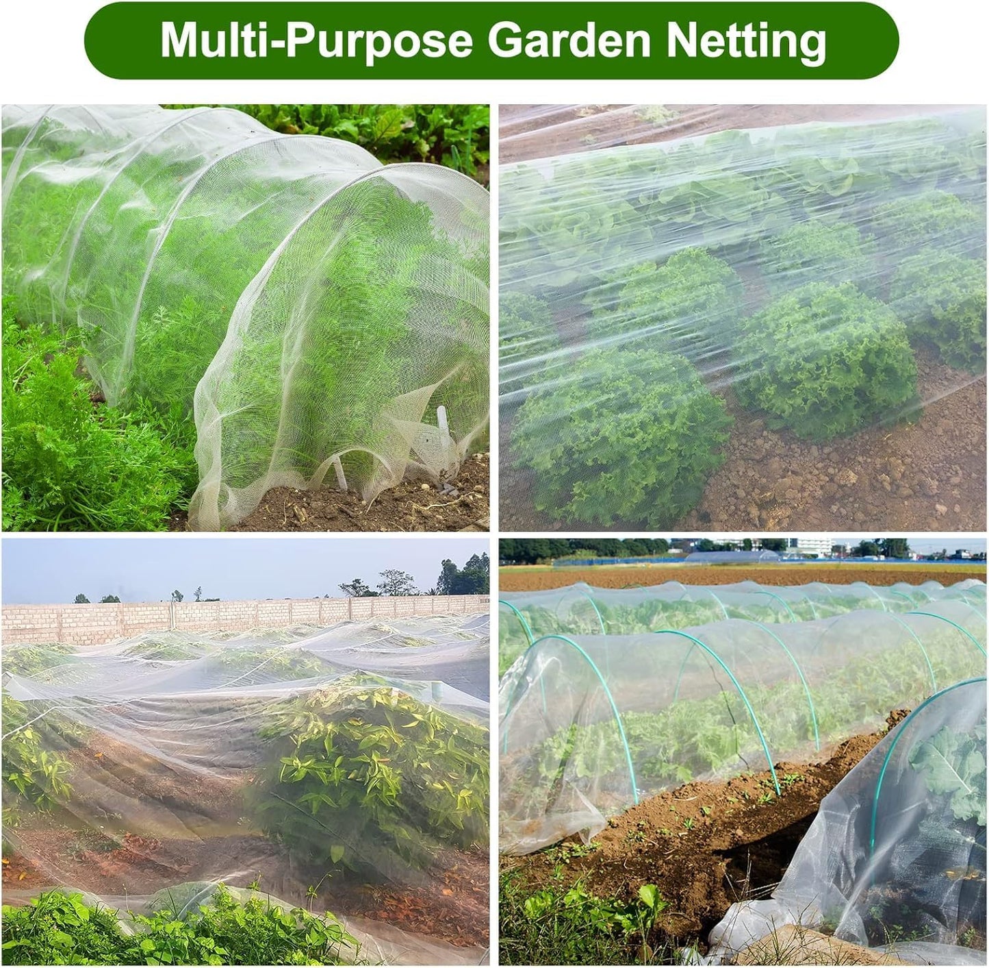 Garden Netting 6.5 x 30 Feet - Protective Insect Cover for Raised Beds and Garden Use