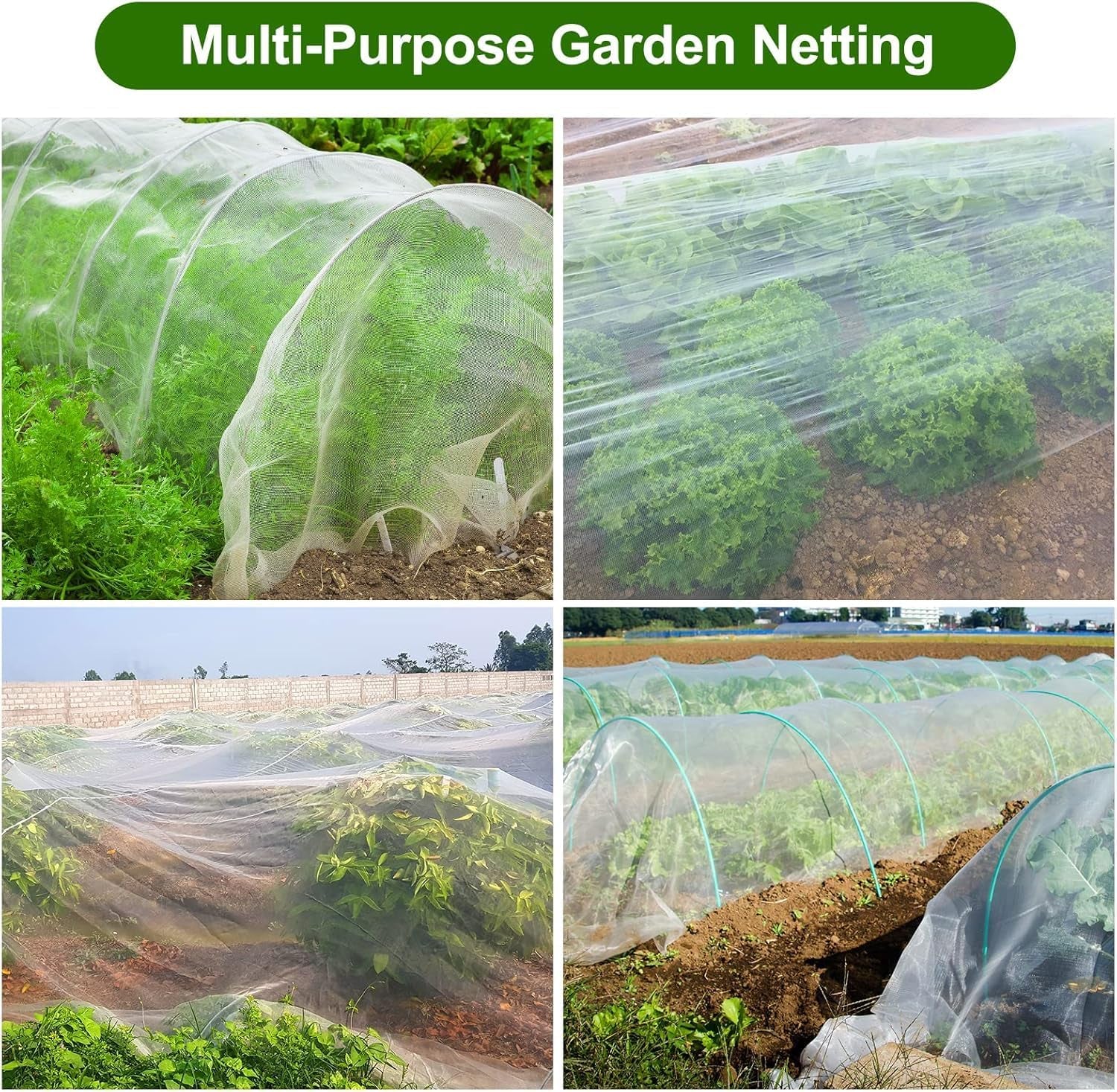 Garden Netting 6.5 x 30 Feet - Protective Insect Cover for Raised Beds and Garden Use