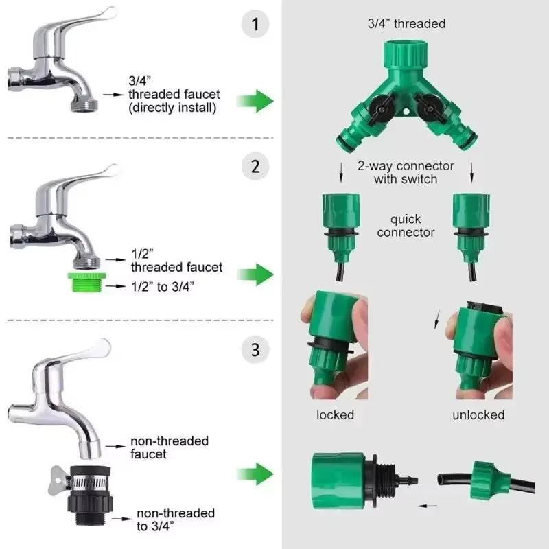 Automatic Micro Drip Irrigation System with Adjustable Nozzle for Garden Watering