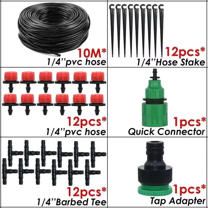 Automatic Micro Drip Irrigation System with Adjustable Nozzle for Garden Watering