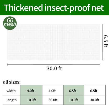Garden Netting 6.5 x 30 Feet - Protective Insect Cover for Raised Beds and Garden Use