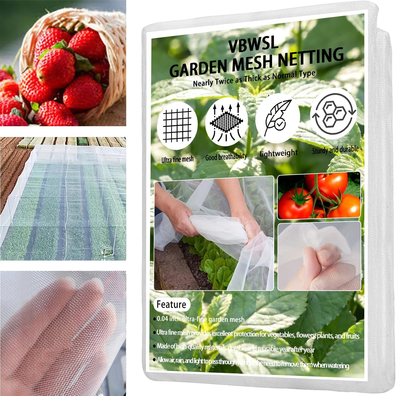 Garden Netting 6.5 x 30 Feet - Protective Insect Cover for Raised Beds and Garden Use