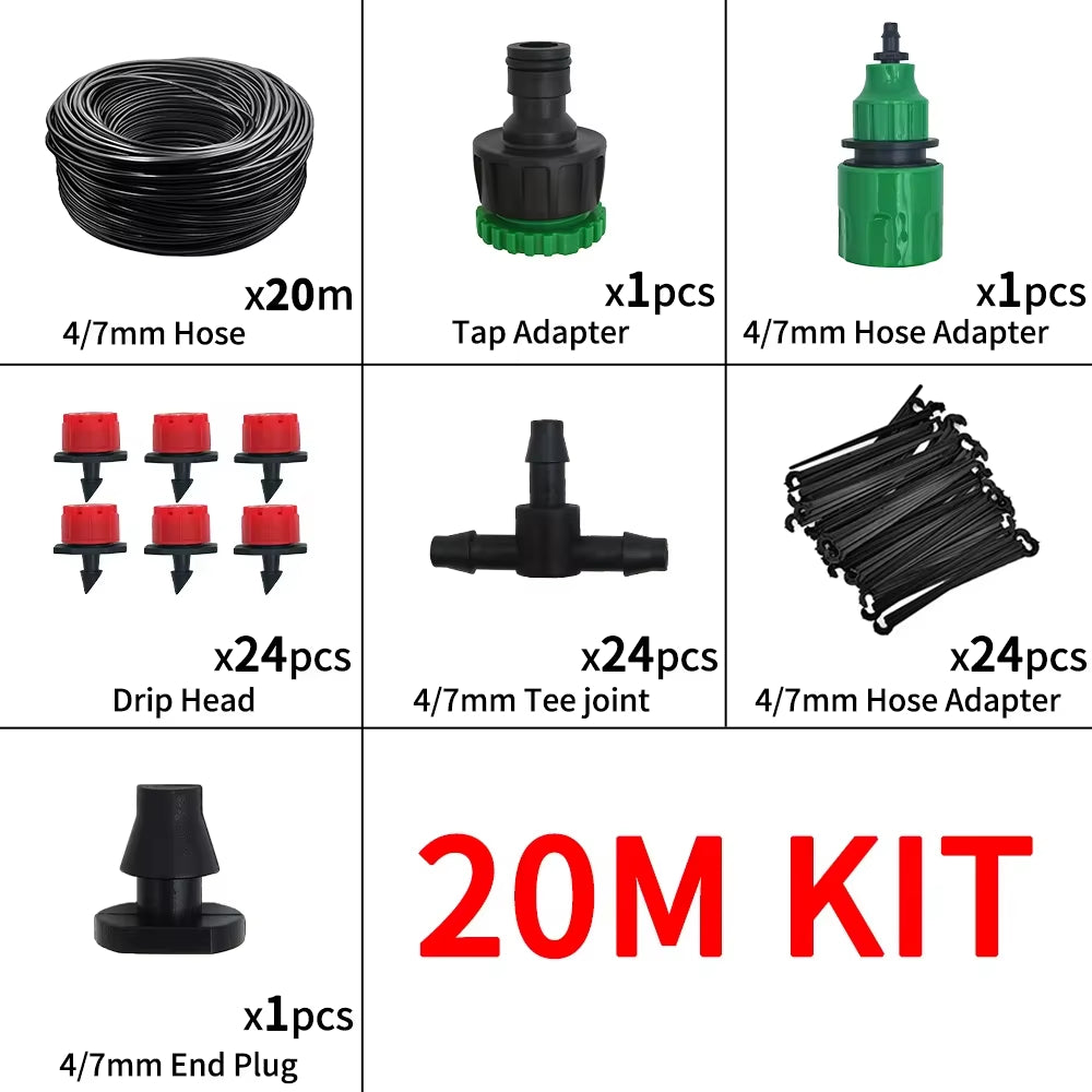 Automatic Micro Drip Irrigation System with Adjustable Nozzle for Garden Watering