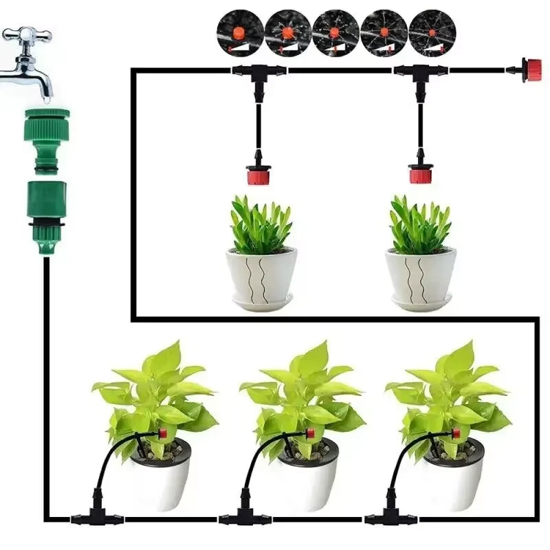 Automatic Micro Drip Irrigation System with Adjustable Nozzle for Garden Watering