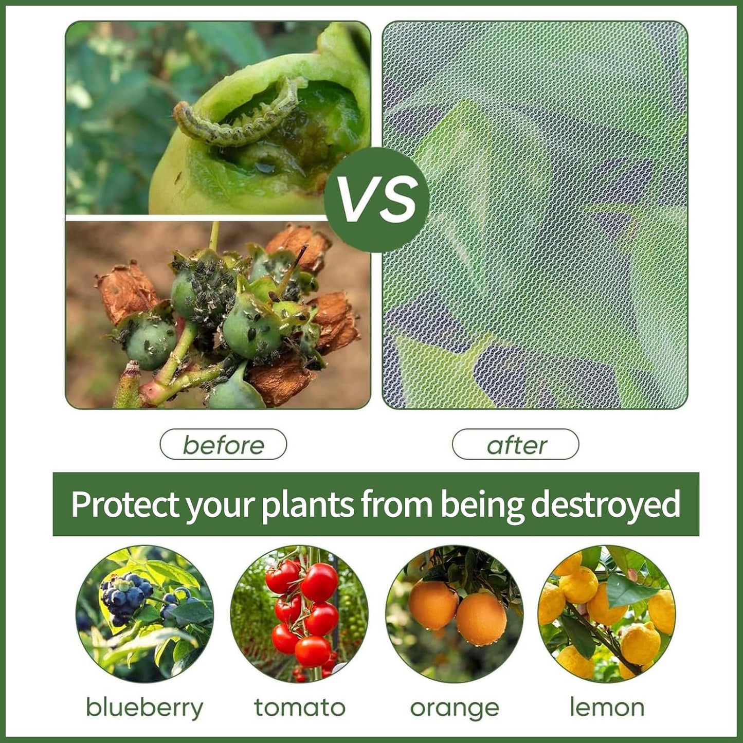 Garden Netting 6.5 x 30 Feet - Protective Insect Cover for Raised Beds and Garden Use